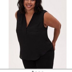 Torrid Black Harper Georgette Pullover Tank Blouse with pockets 2X